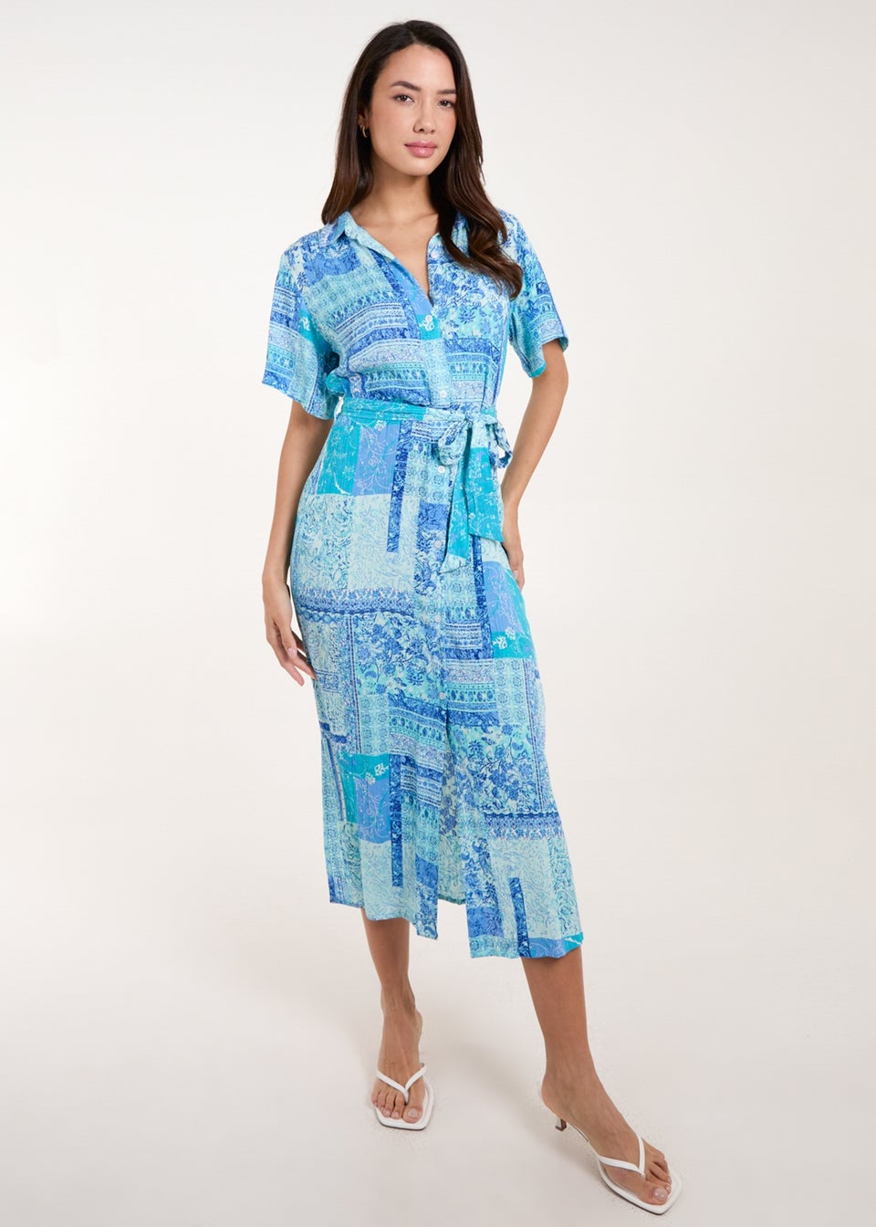 Blue Vanilla Blue Button Through Shirt Dress