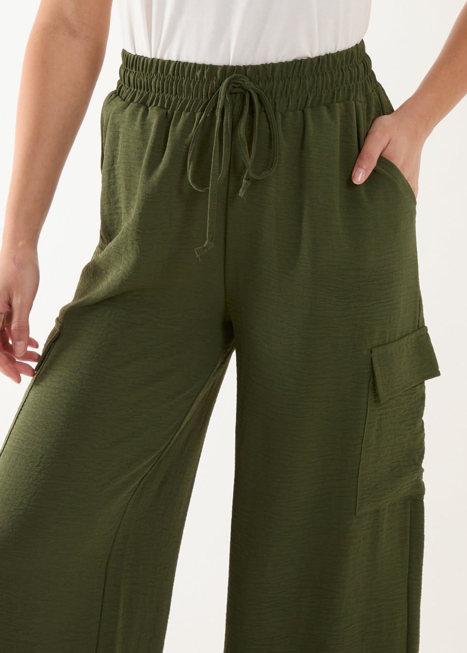 Blue Vanilla Khaki Wide Leg Combat Trousers
