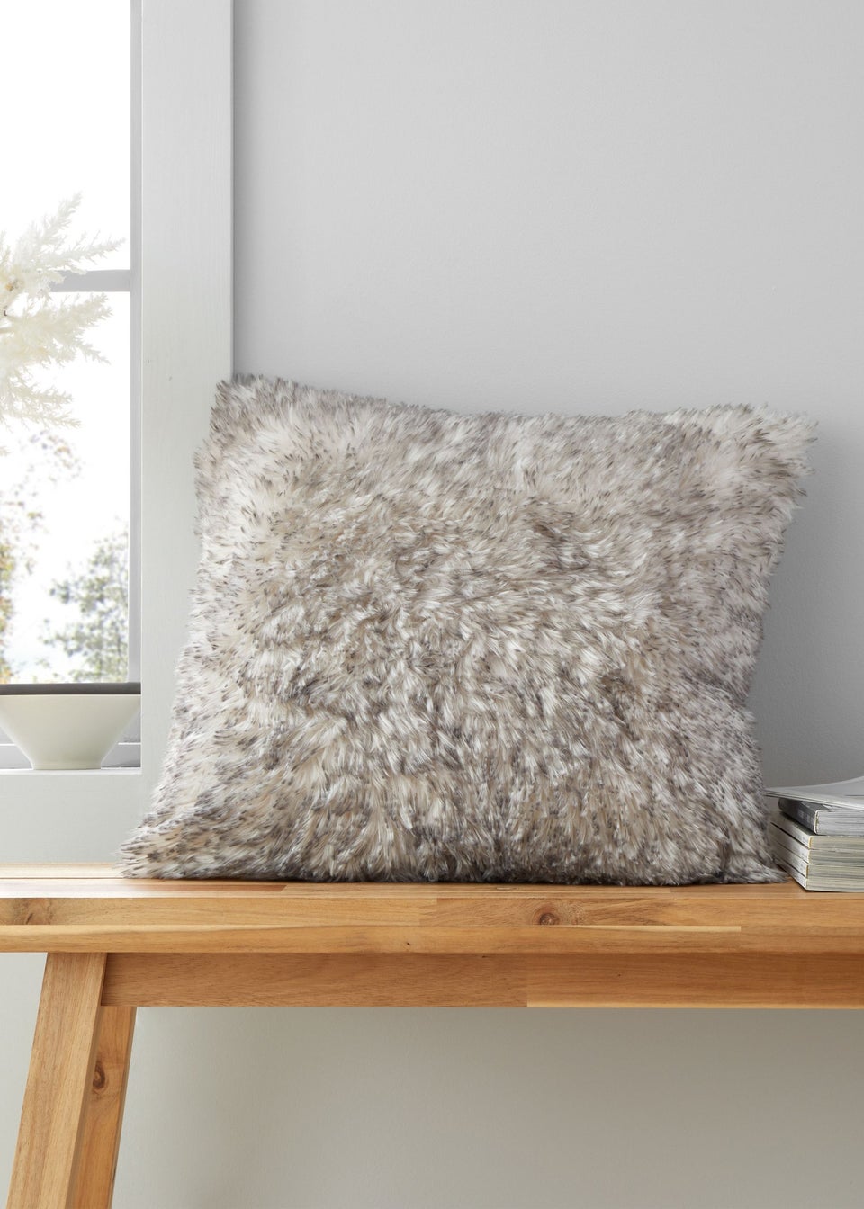 Catherine Lansfield Arctic Fox Cosy Faux Fur Cushion Grey (45x45cm)
