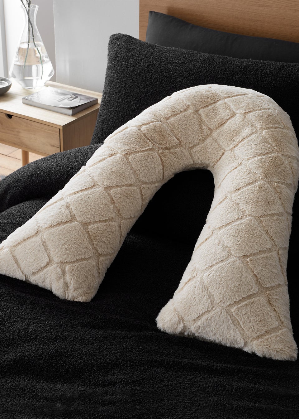 Catherine Lansfield Cosy Diamond V Shaped Sleep Cushion Pillow 23x80cm Matalan