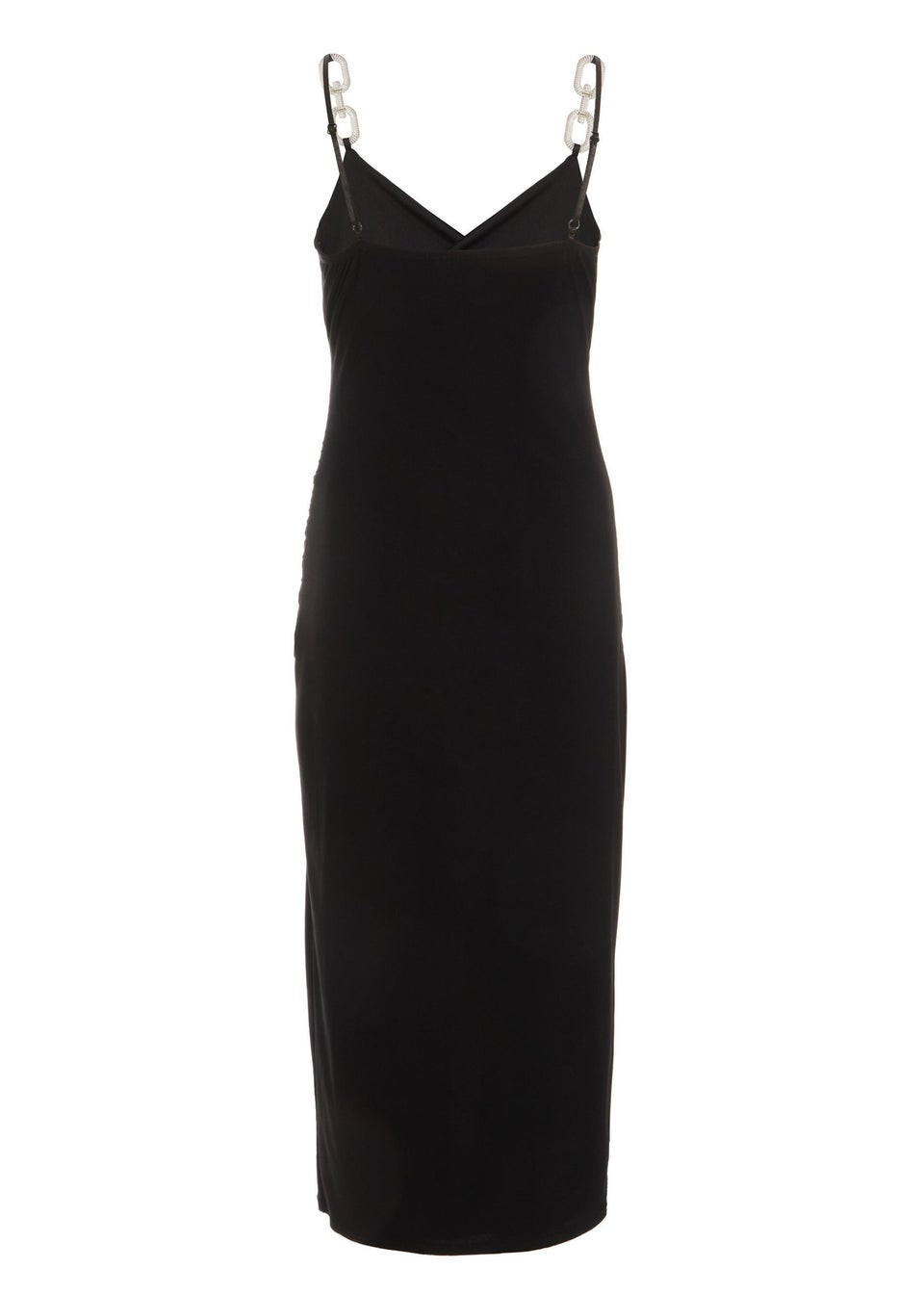 Quiz Black Diamante Ruched Midi Dress