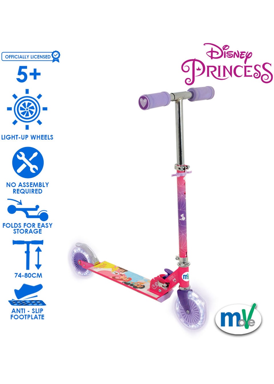 Disney Princess Folding Inline Scooter With Light Up Wheels