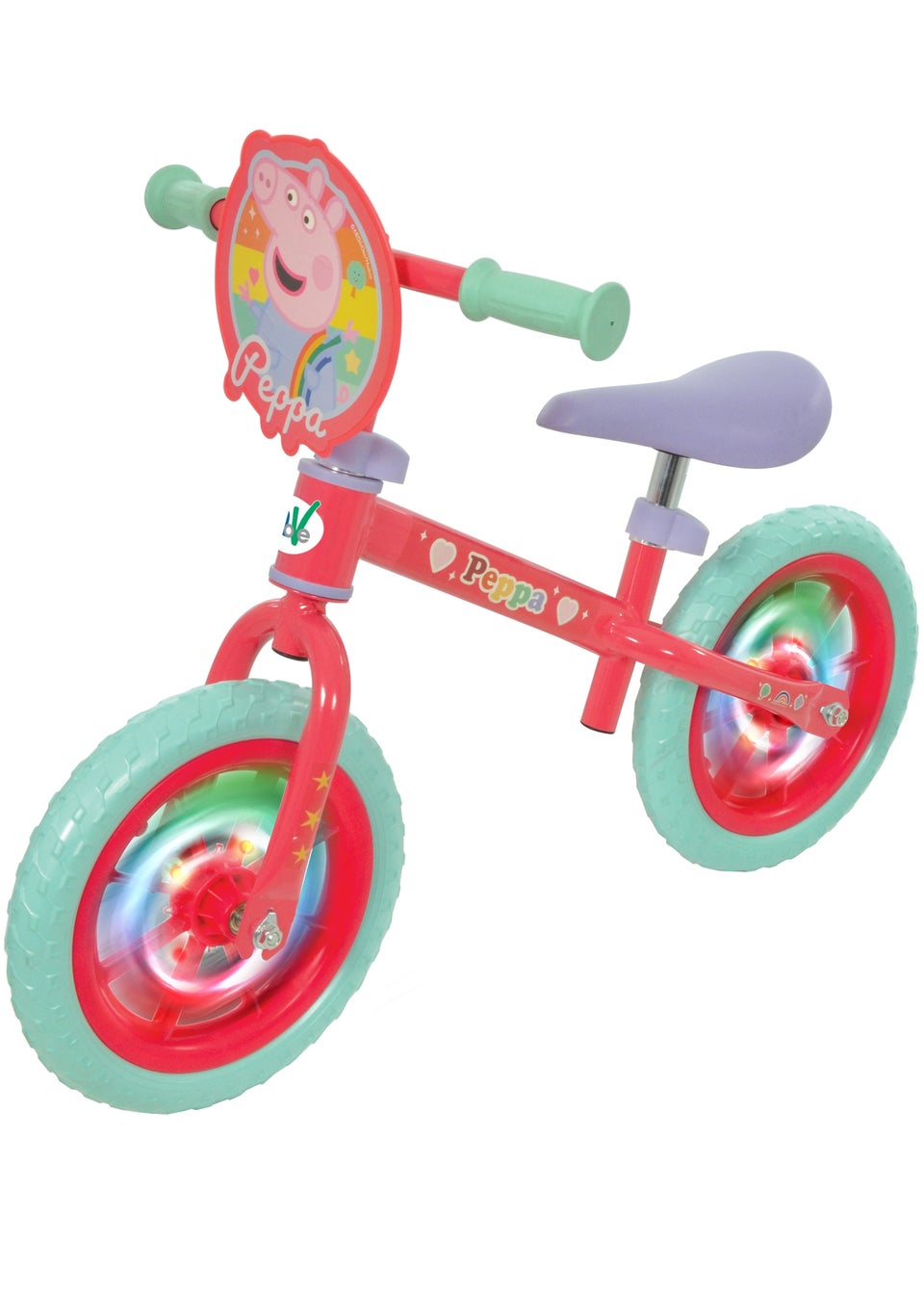 Peppa Pig Balance Bike With Light Up Wheels (12")