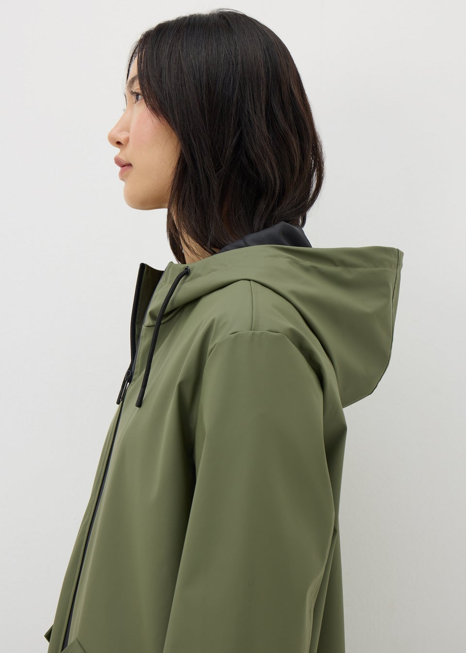 Khaki Rubberised Showerproof Parka Coat