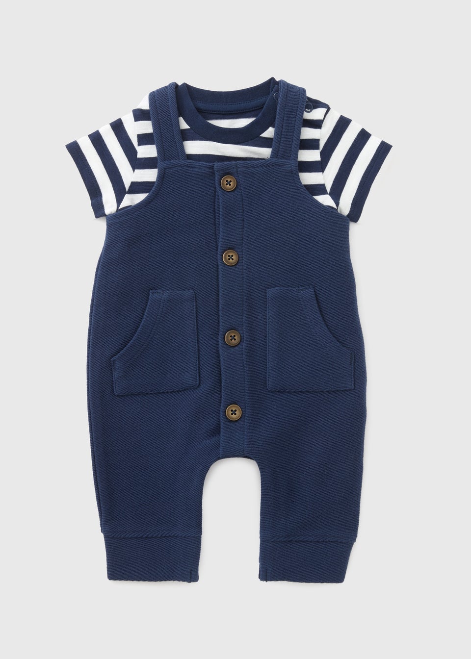 Baby Navy Stripe Top & Dungaree Set (Newborn-23mths)