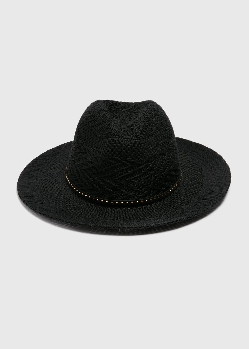 Black Gold Crochet Trilby Hat