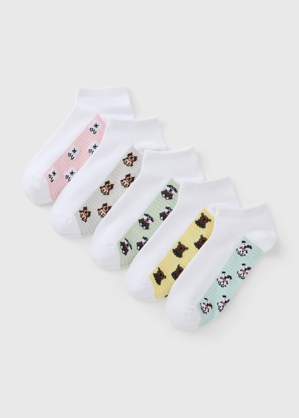 5 Pack Multicolour Dog Ankle Socks