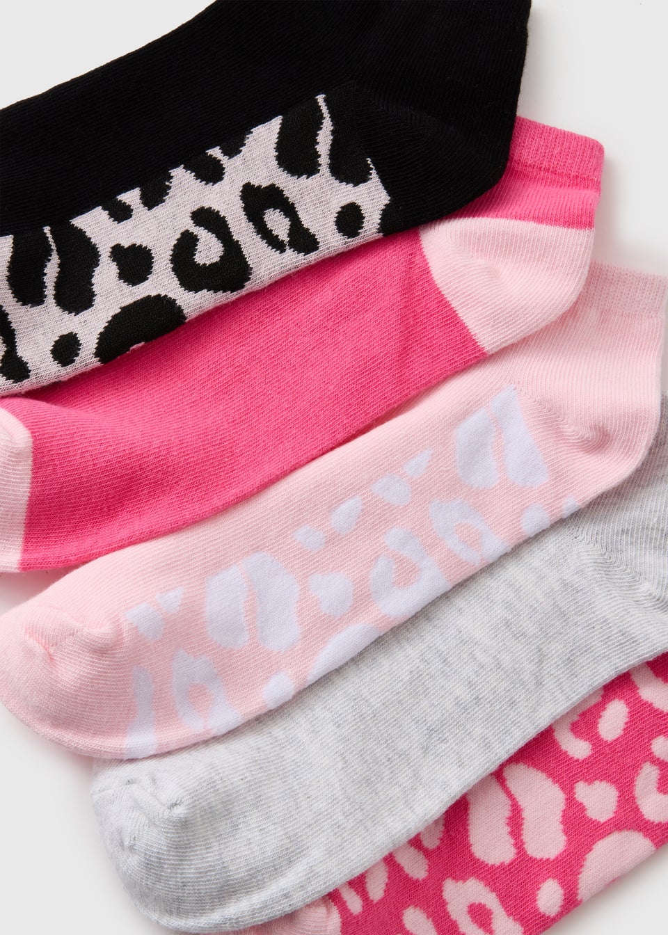 5 Pack Pink Animal Ankle Socks