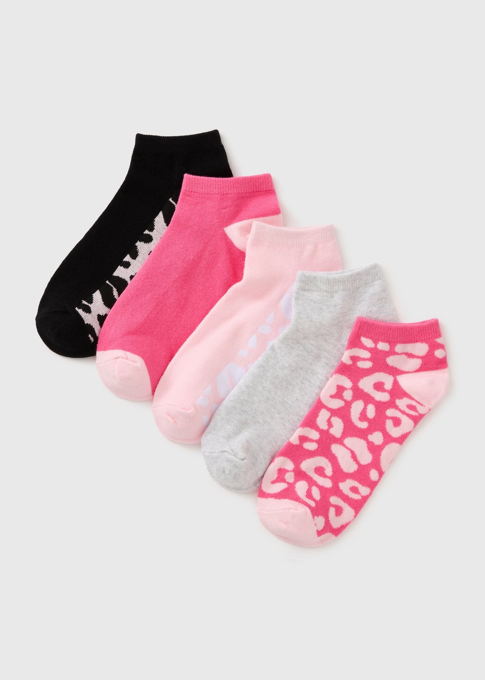 5 Pack Pink Animal Ankle Socks