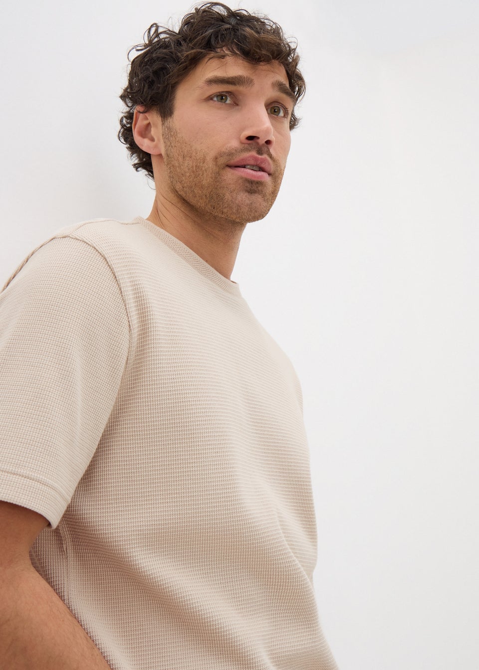 Stone Waffle Textured T-Shirt