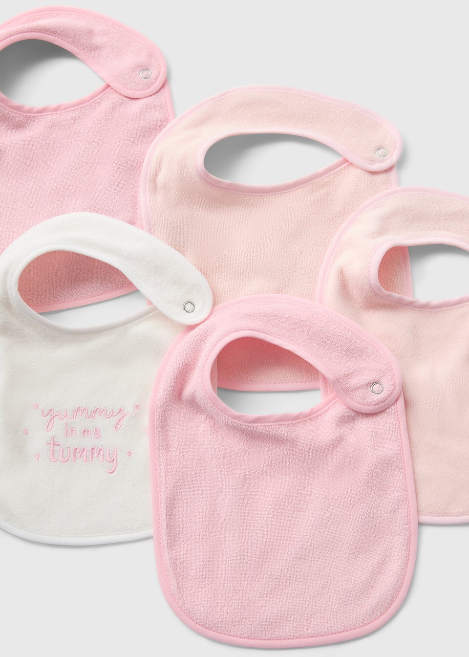 5 Pack Baby Pink Towel Bibs