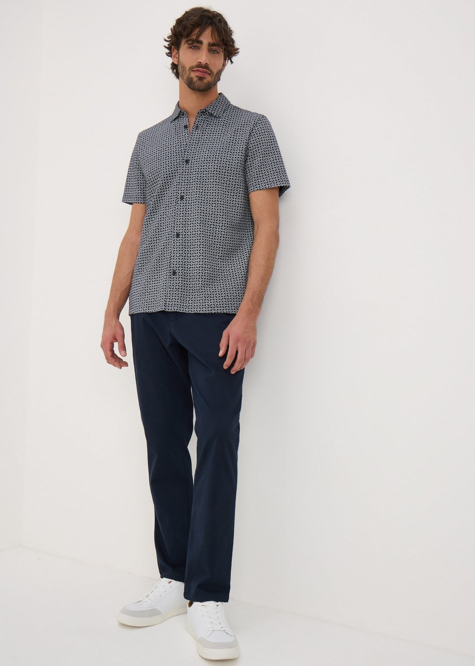 Navy Tile Print Shirt