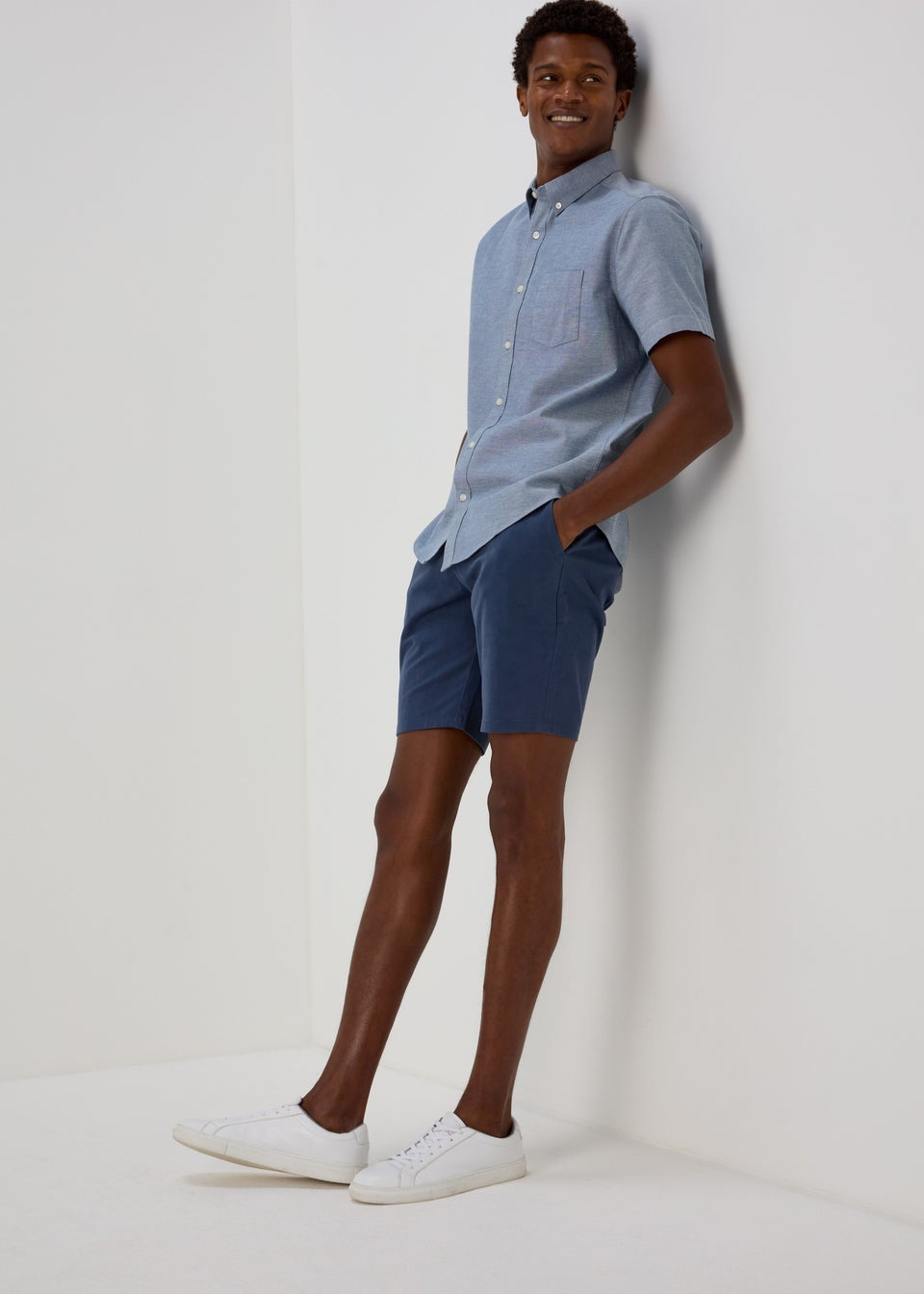 Navy Slim Chino Shorts
