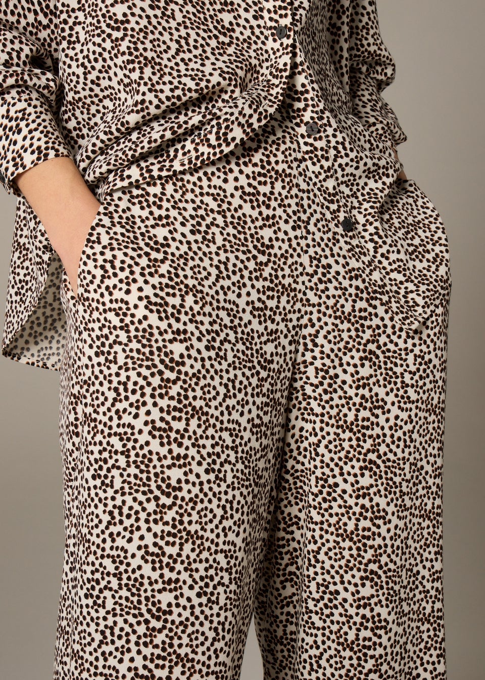 Et Vous Stone Animal Spot Wide Leg Co Ord Trousers
