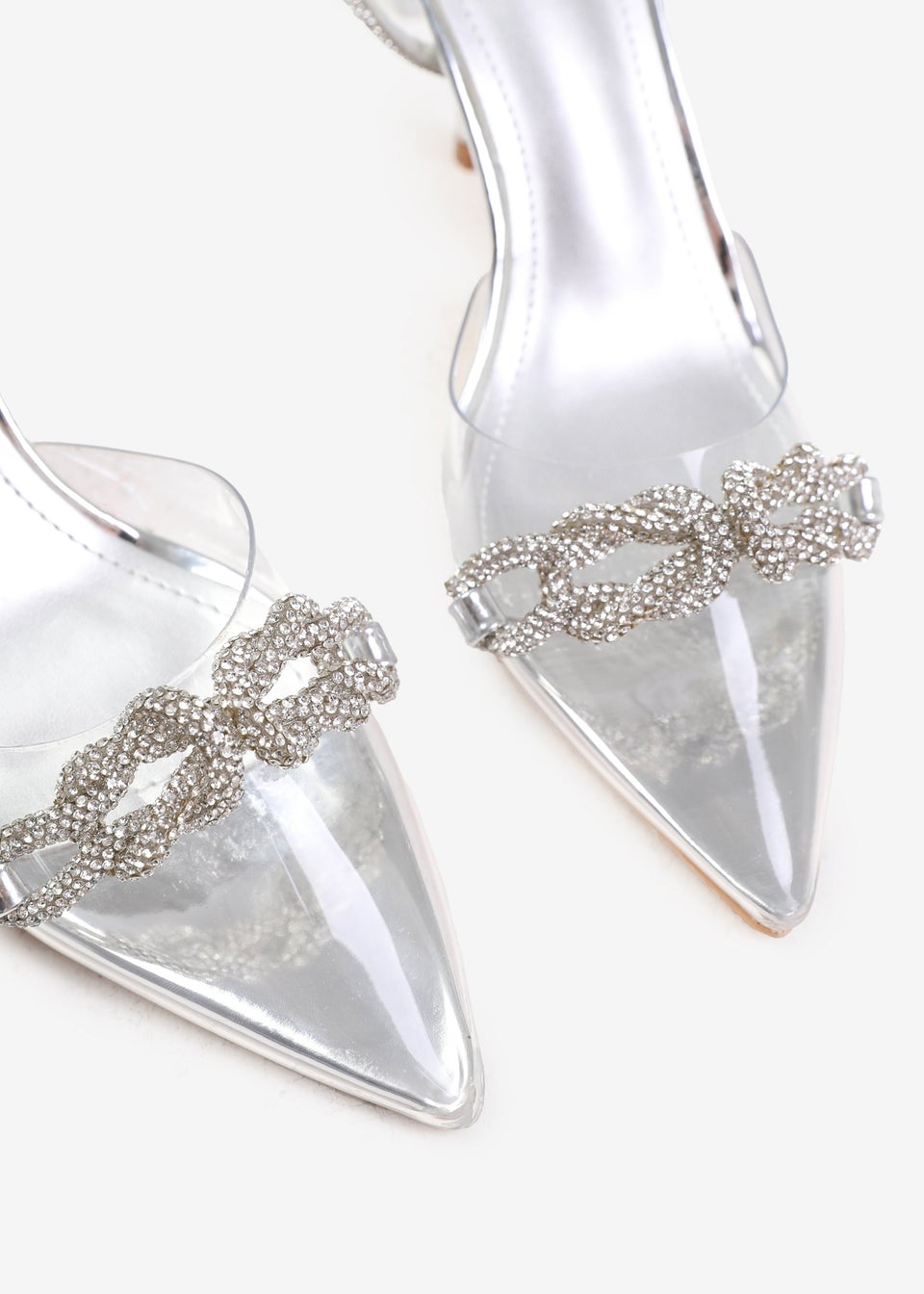 Where's That From Morocco Silver Pu Wide Fit Perspex Heels