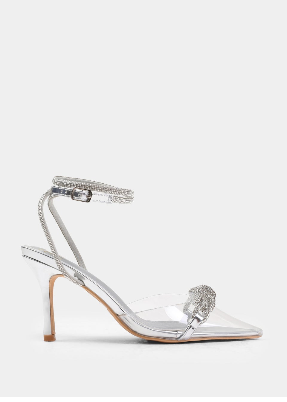 Where s That From Morocco Silver Embellished Detail Perspex Heels Matalan