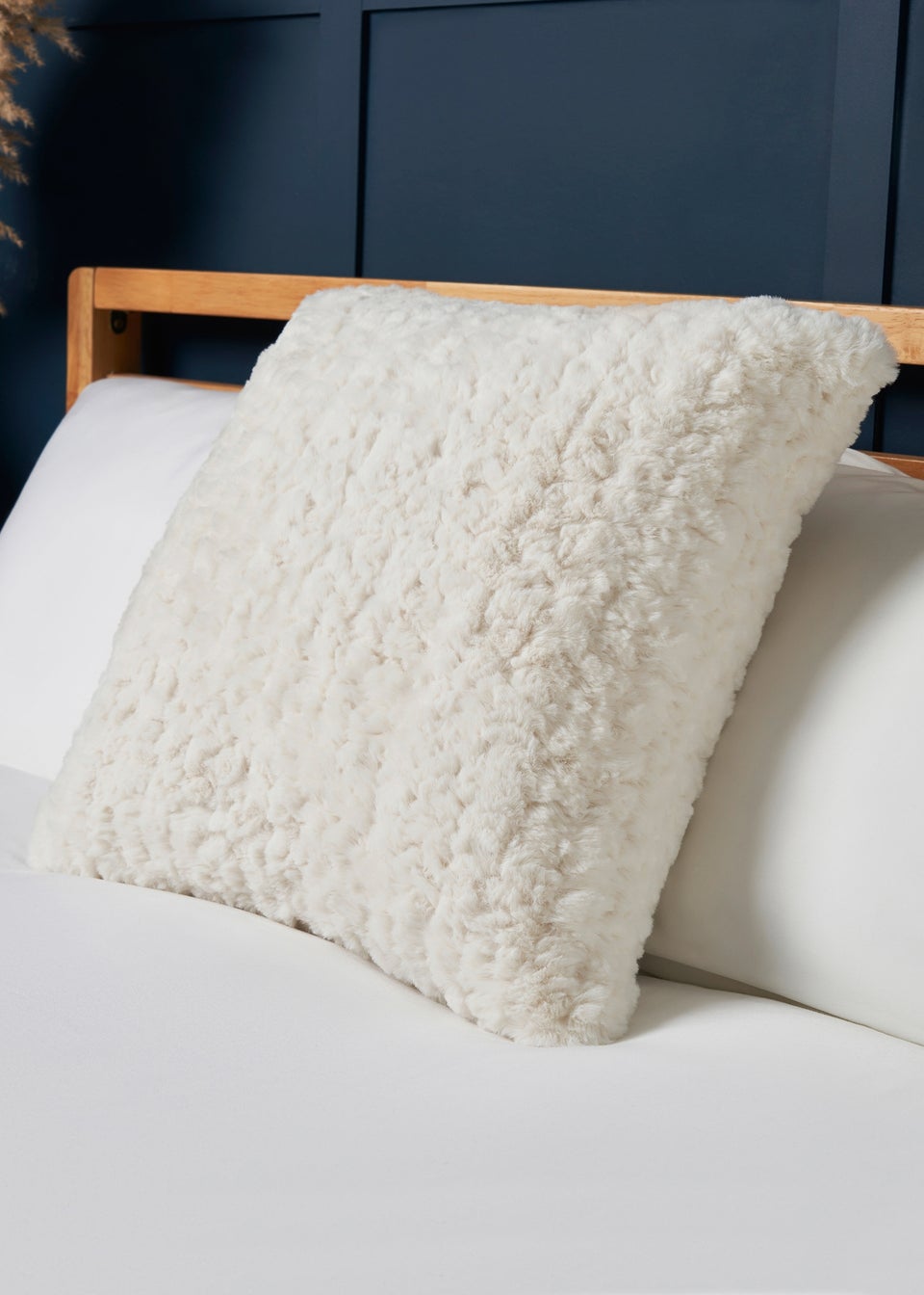 BHS Boucle Cream Like Faux Fur Cushion 45x45cm Matalan