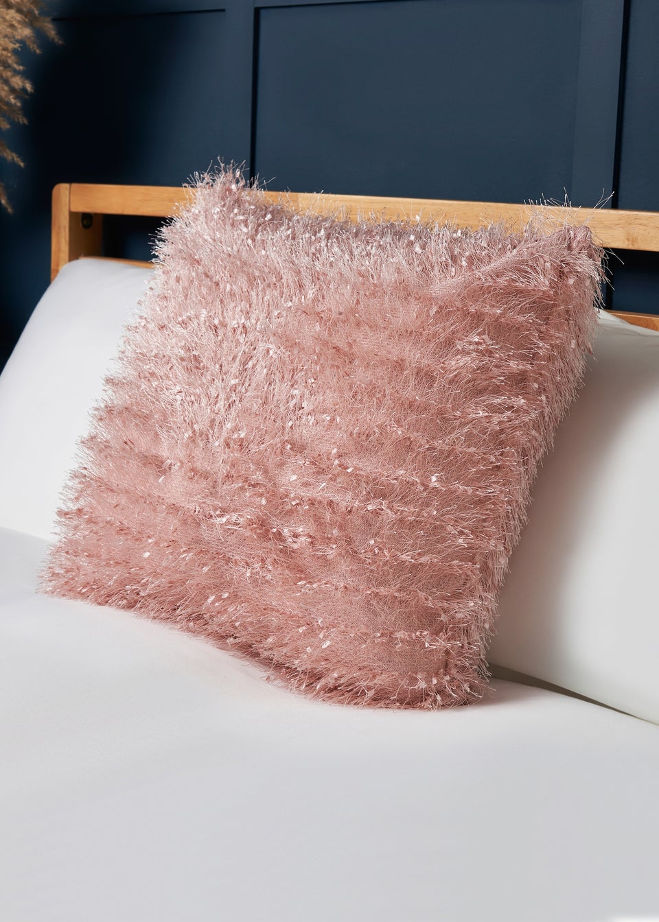 BHS Polyester Blush Knitted Cushion (45x45cm)