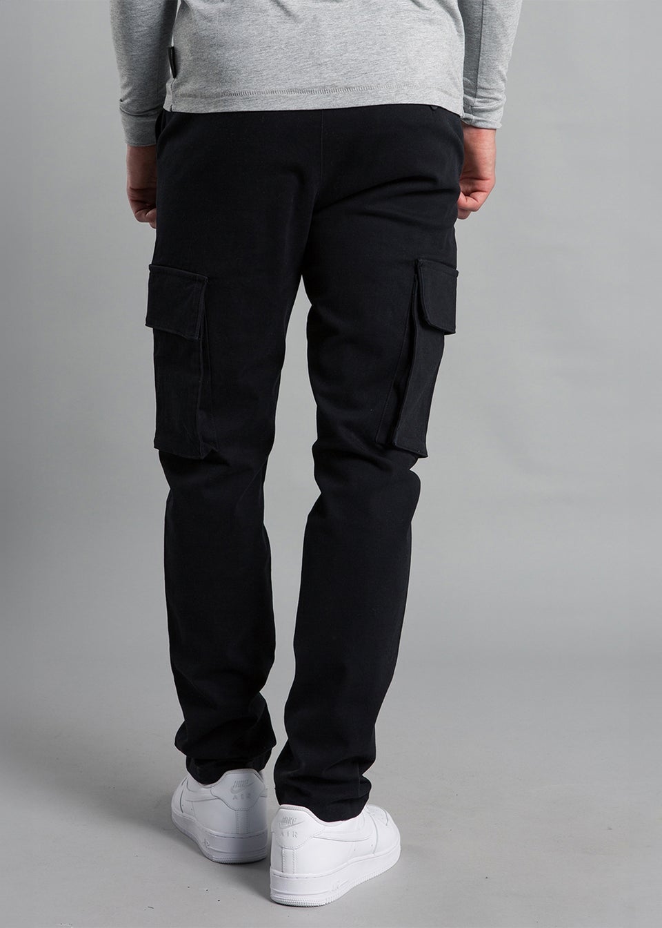 French Connection Black Cotton Regular Fit Cargo Style Trousers