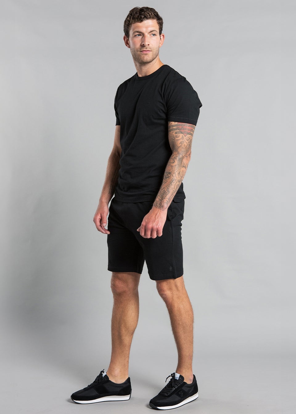 French Connection Black Cotton Embossed T-Shirt and Short Set