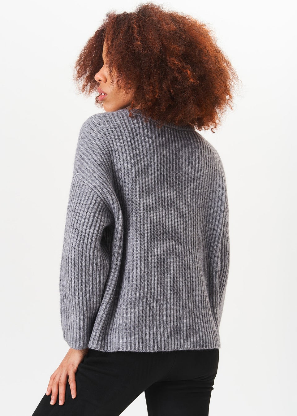 Gini London Grey Chunky Knit Oversized Jumper