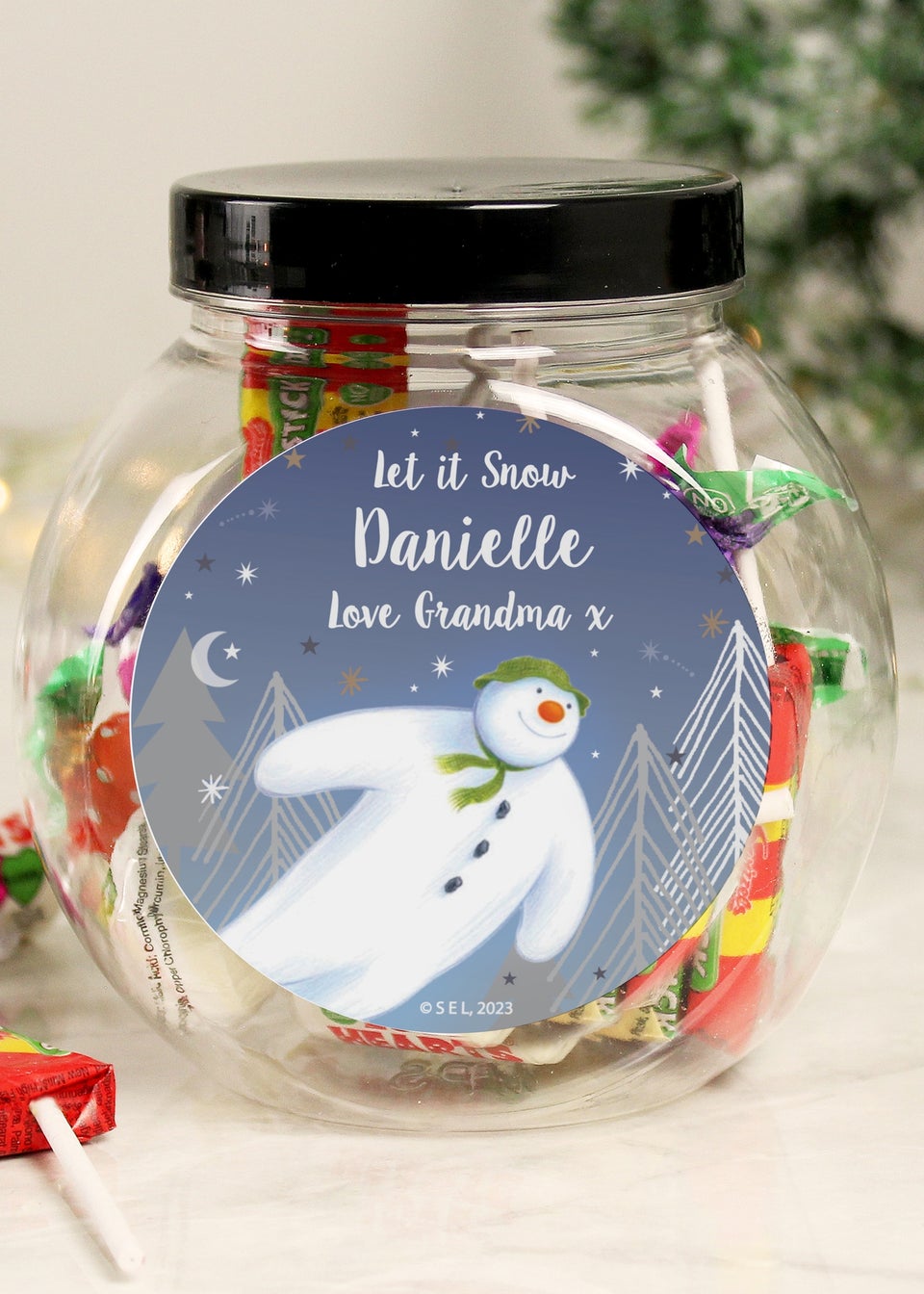 Personalised Memento Company Clear The Snowman Magical Adventure Sweet Jar