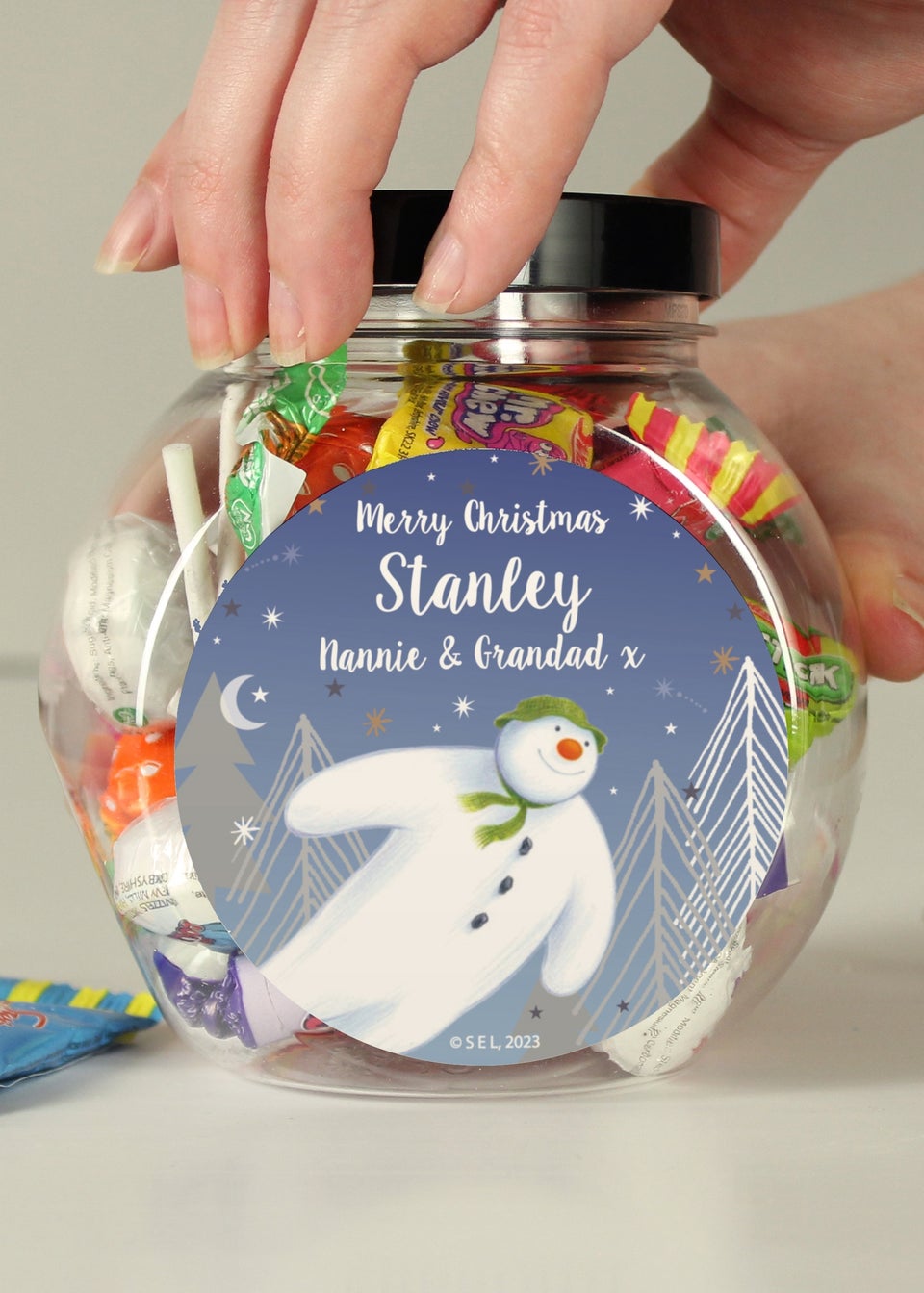 Personalised Memento Company Clear The Snowman Magical Adventure Sweet Jar