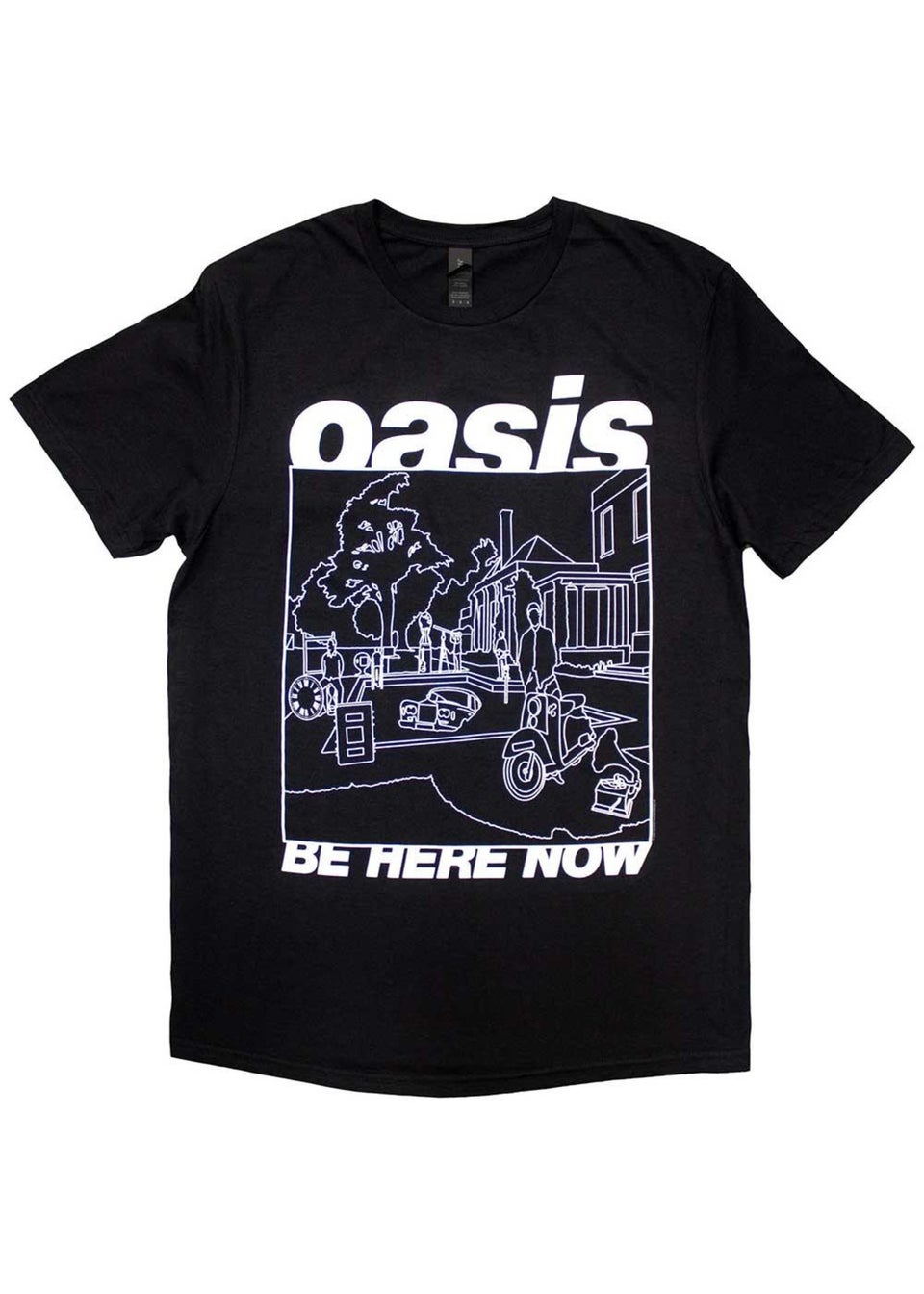 Oasis Black Be Here Now Line Drawing T-Shirt