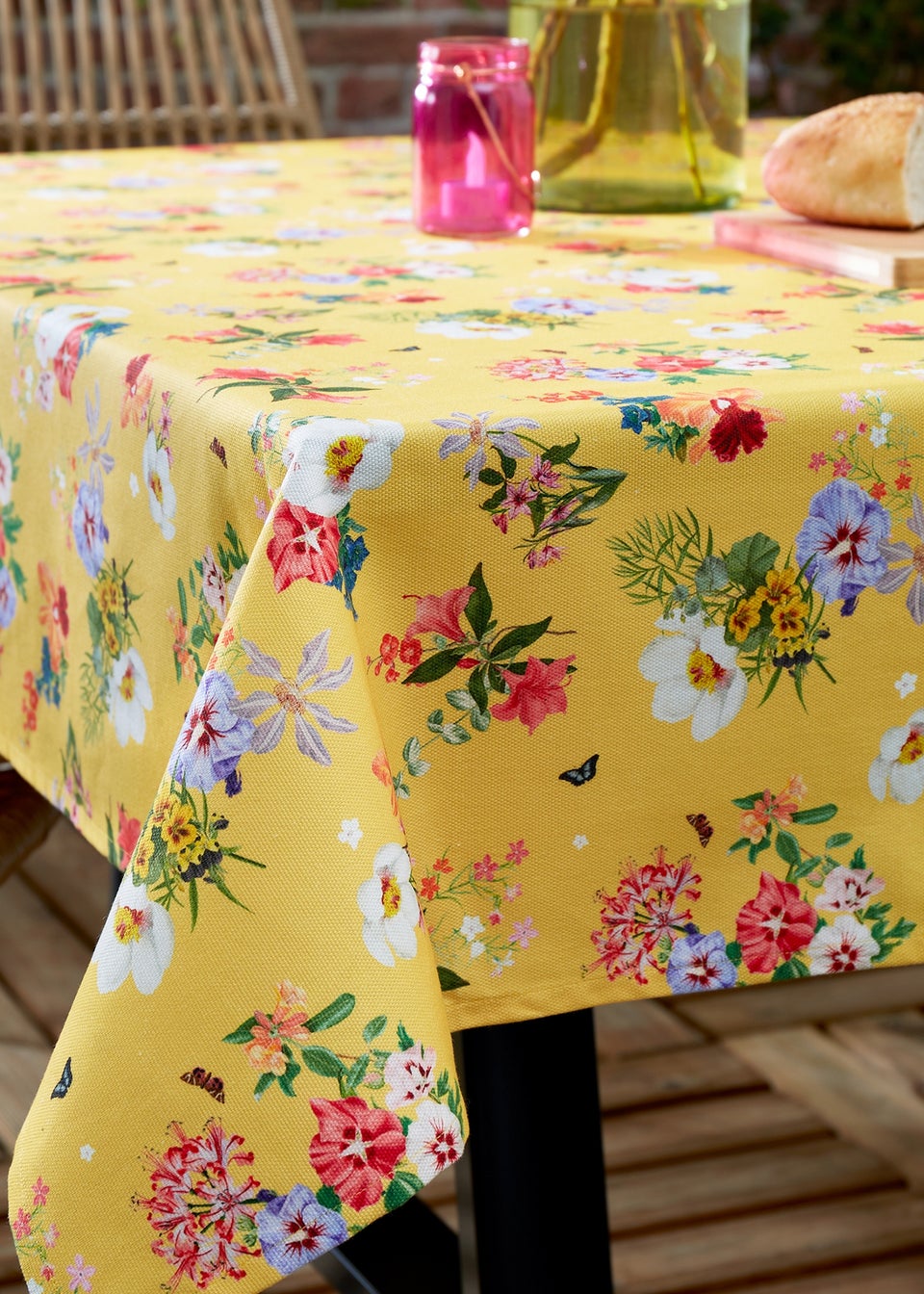 RHS Yellow Exotic Garden Shower Proof Dining Table Cloth (137x229cm)