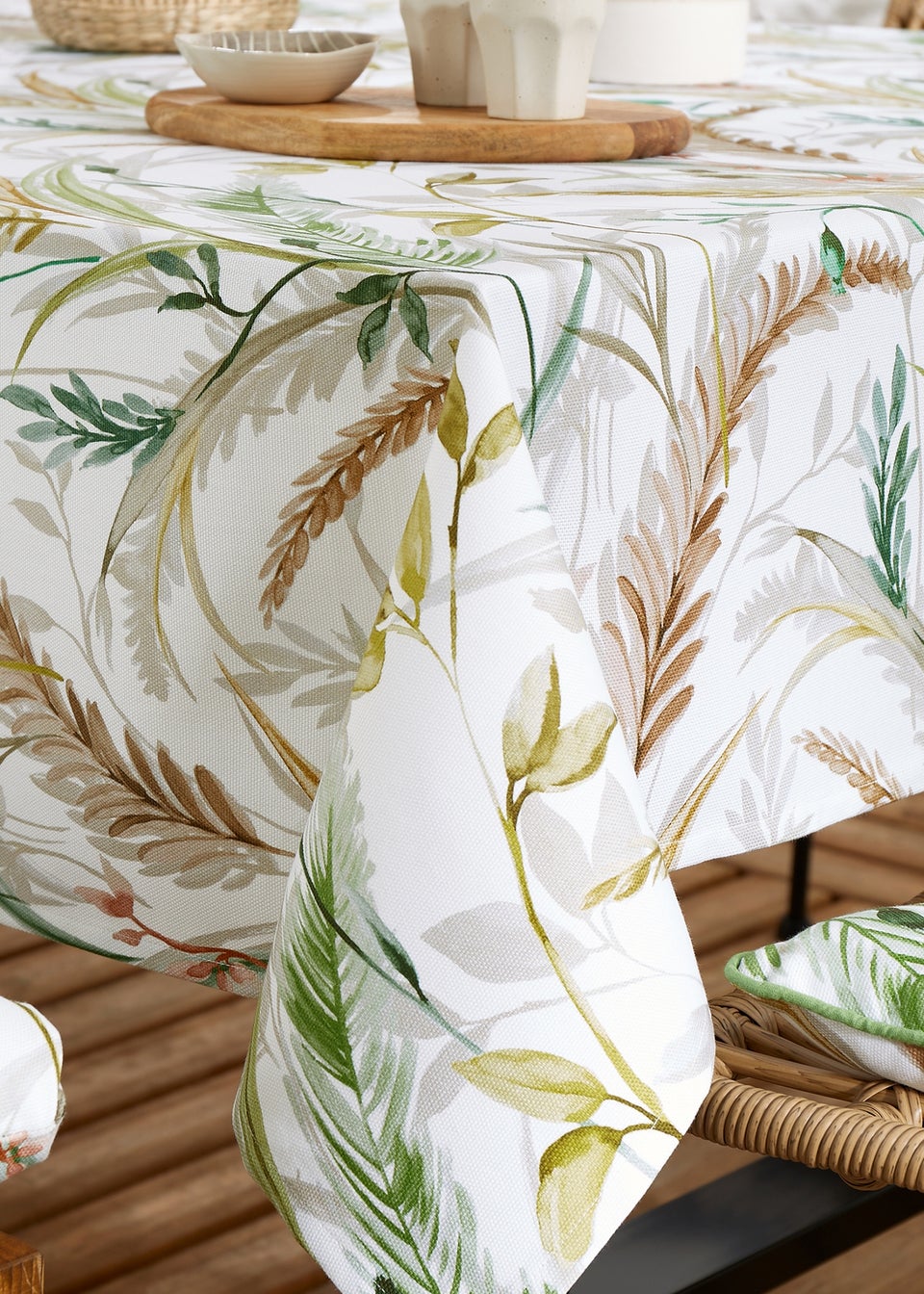 RHS Natural Ornamental Grasses Shower Proof Dining Table Cloth (137x229cm)