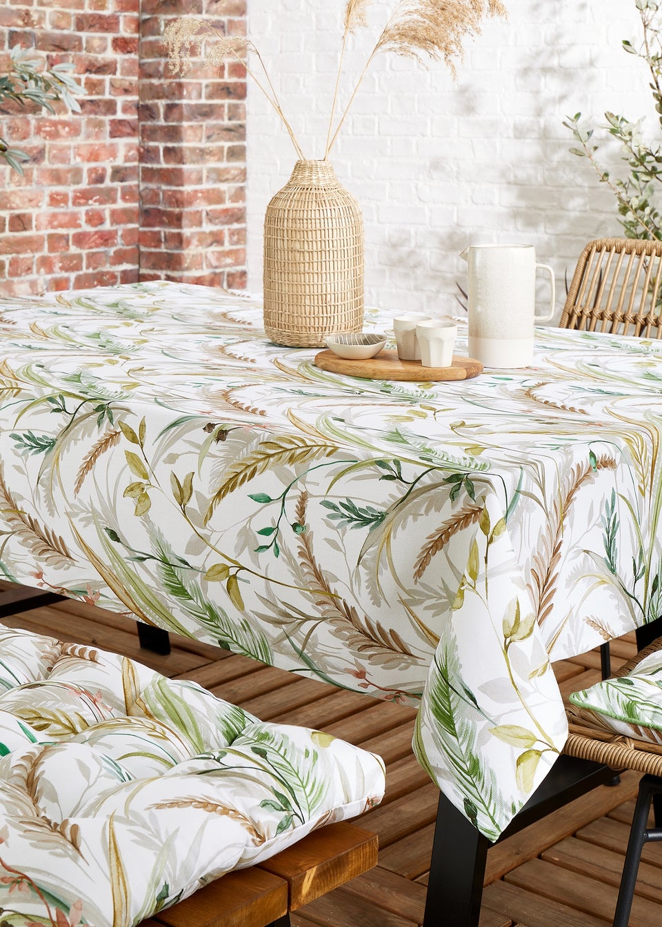 RHS Natural Ornamental Grasses Shower Proof Dining Table Cloth (137x229cm)
