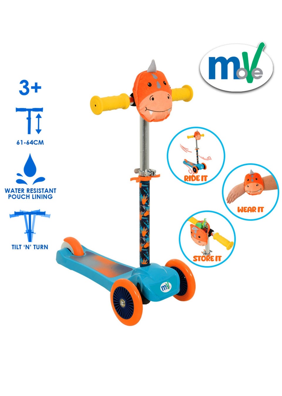 MoVe Mini Go Dino Tilt Scooter With Squishle