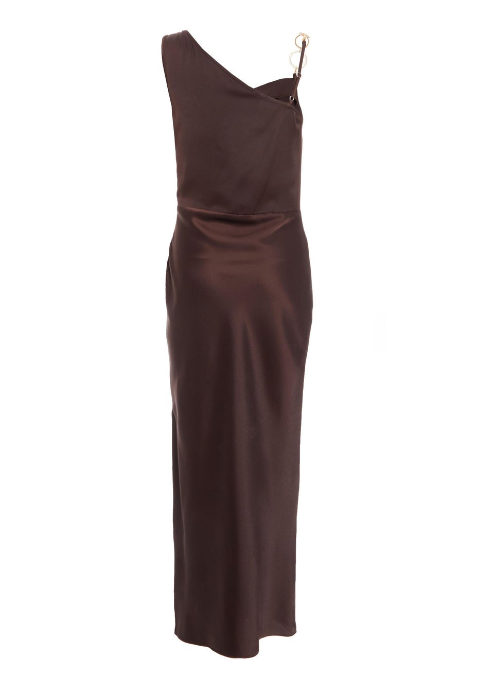 Quiz Brown Satin Cowl Neck Midaxi Dress