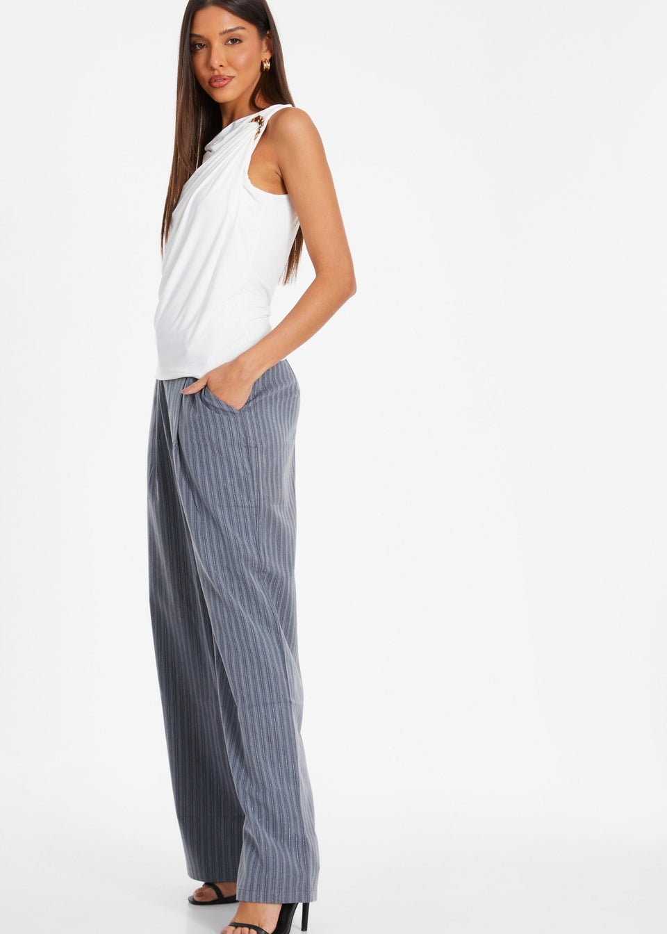 Quiz White Cowl Neck Top