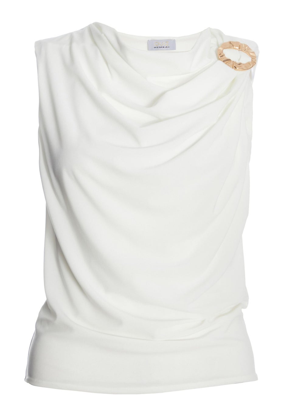 Quiz White Cowl Neck Top