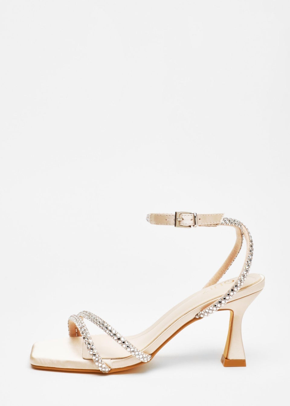 Quiz Champagne Diamante Asymmetric Heeled Sandals