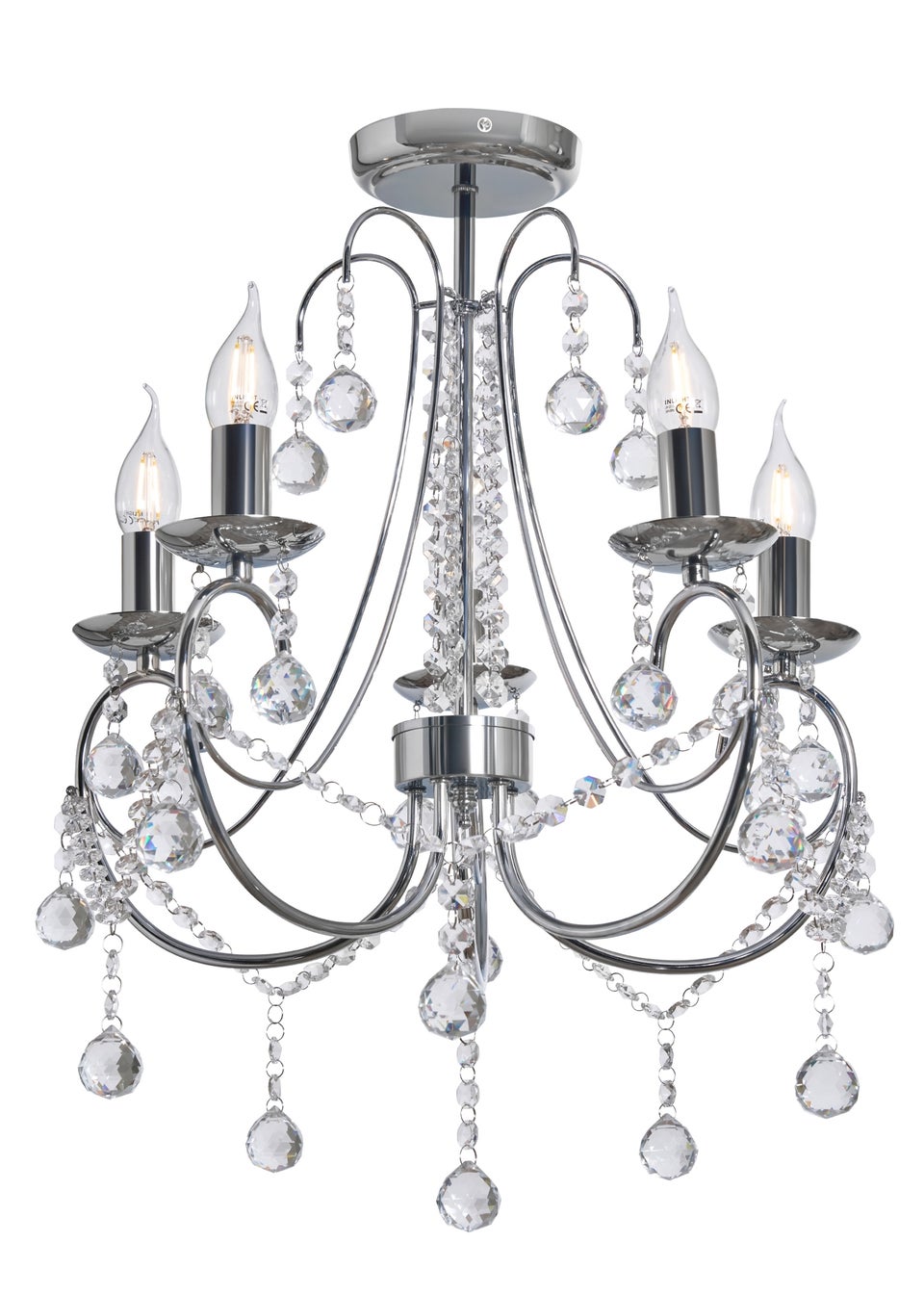 BHS Chrome Sapparia Flush Ceiling Light (55cm x 44cm)