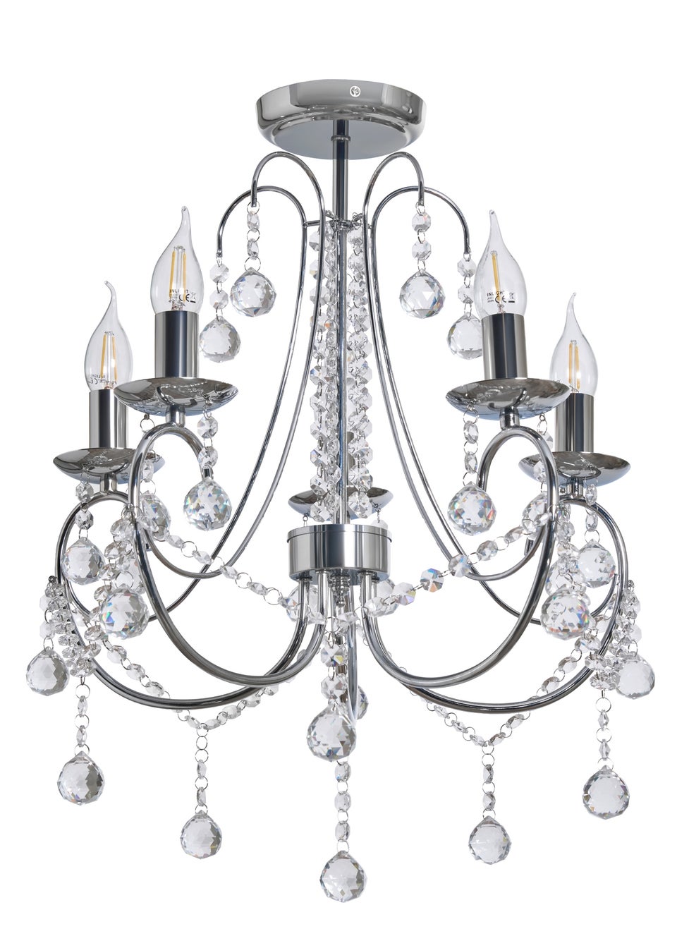 BHS Chrome Sapparia Flush Ceiling Light (55cm x 44cm)