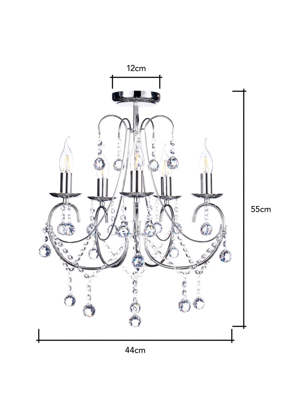 BHS Chrome Sapparia Flush Ceiling Light (55cm x 44cm)
