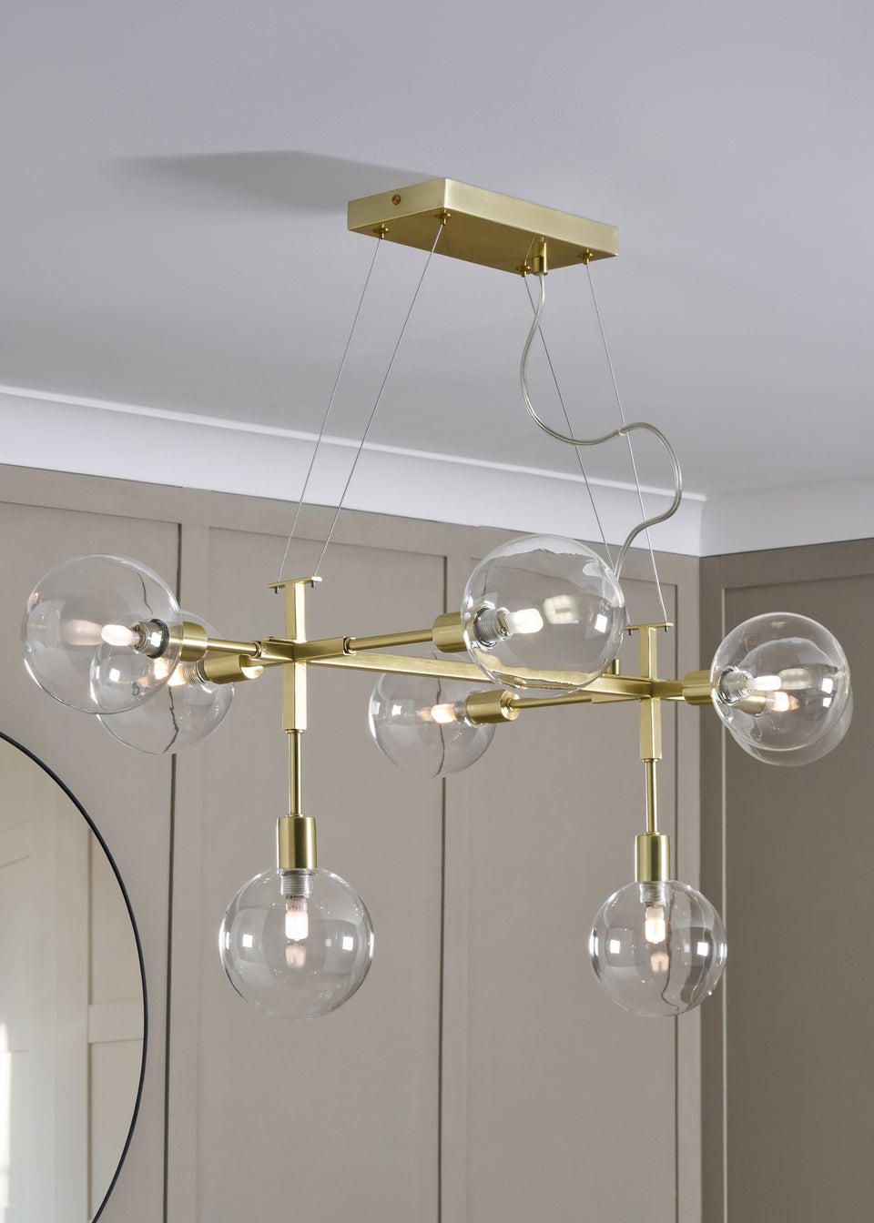BHS Antique Brass Hennock 8 Light Diner Ceiling Pendant (60-98cm x 97cm)