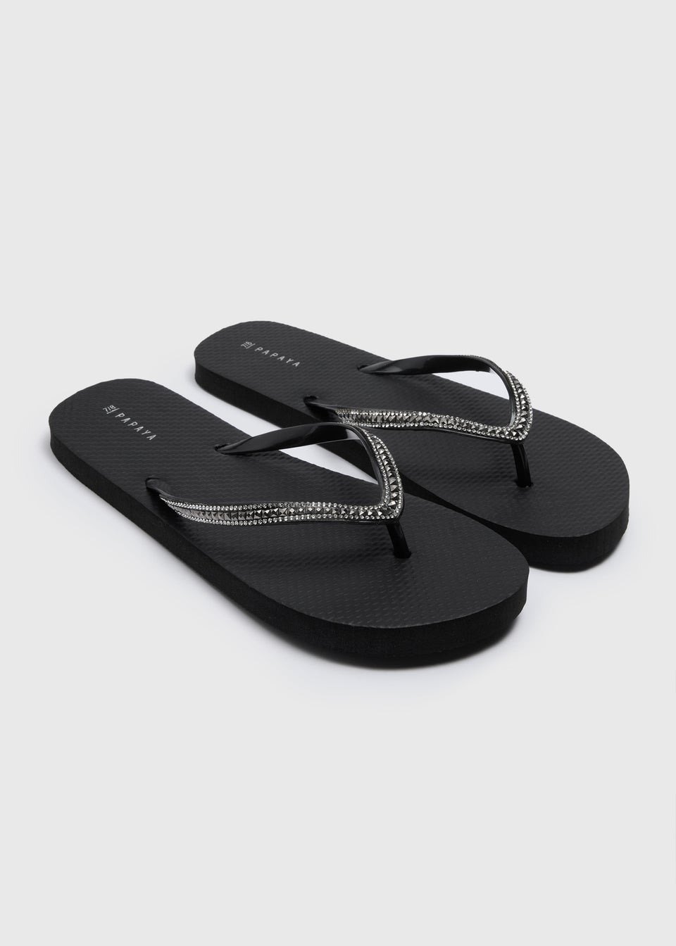 Black Diamante Flip Flops