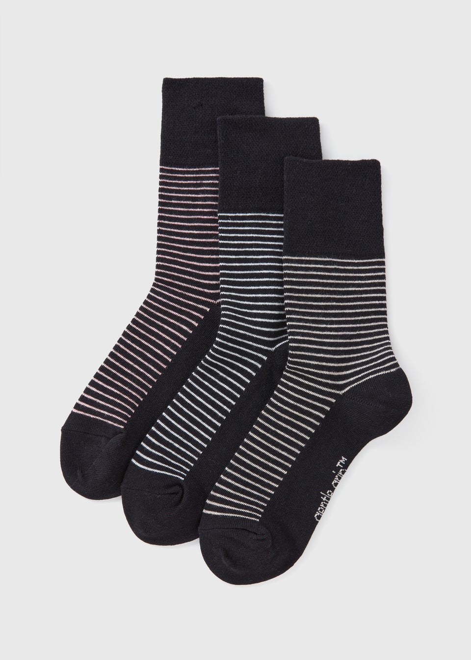 Gentle Grip Black Stripe Socks