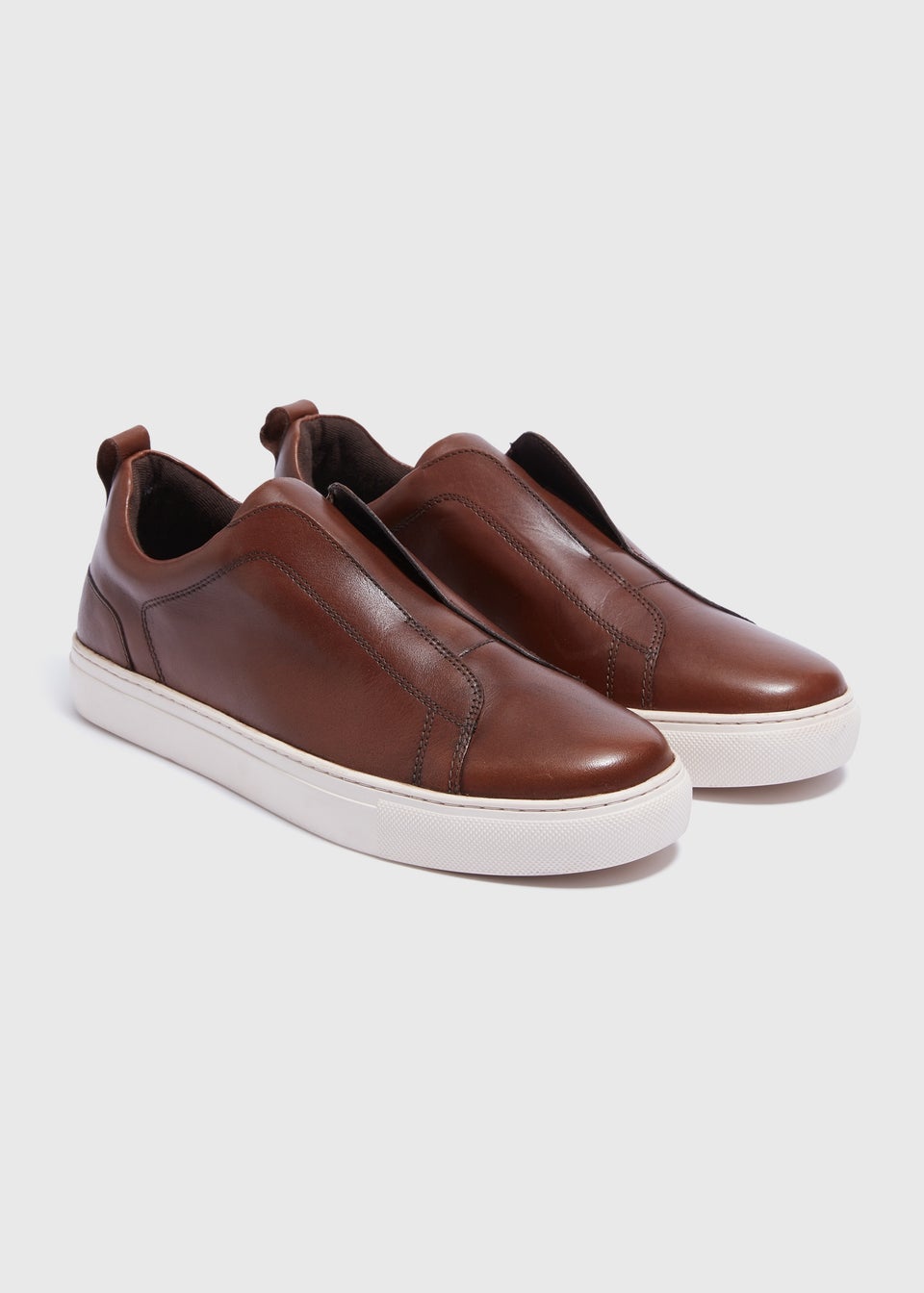Brown Leather Elastic Trainer
