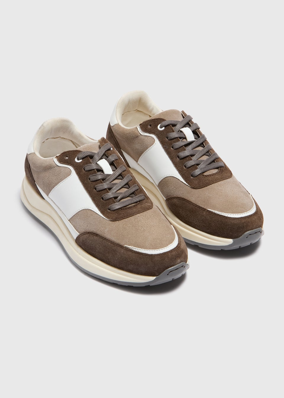 Brown Suede Panel Runner Trainers