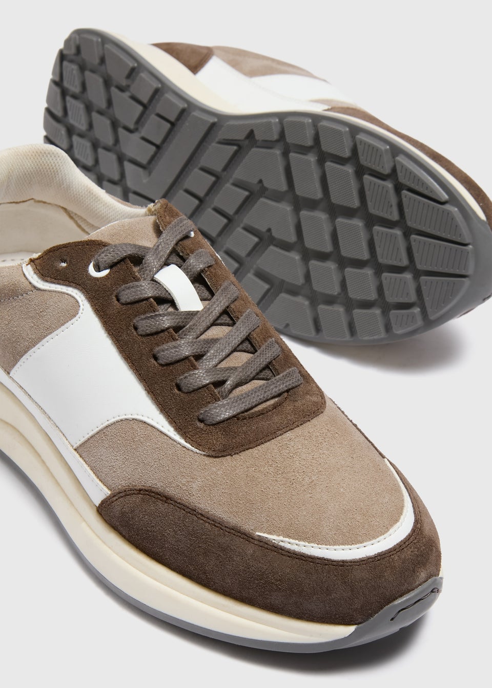 Brown Suede Panel Runner Trainers