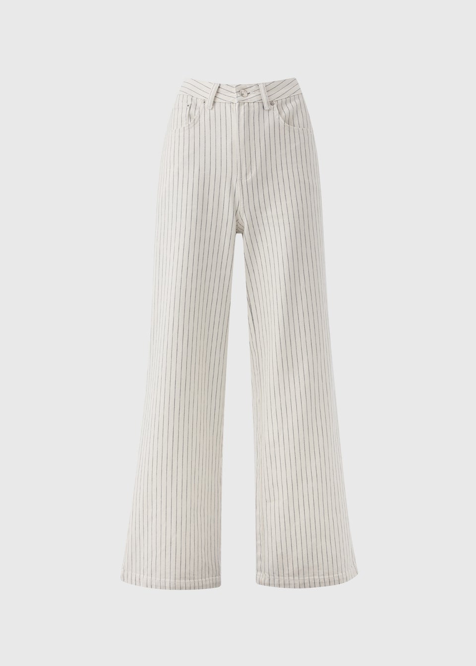 Ecru Stripe Wide Leg Jeans