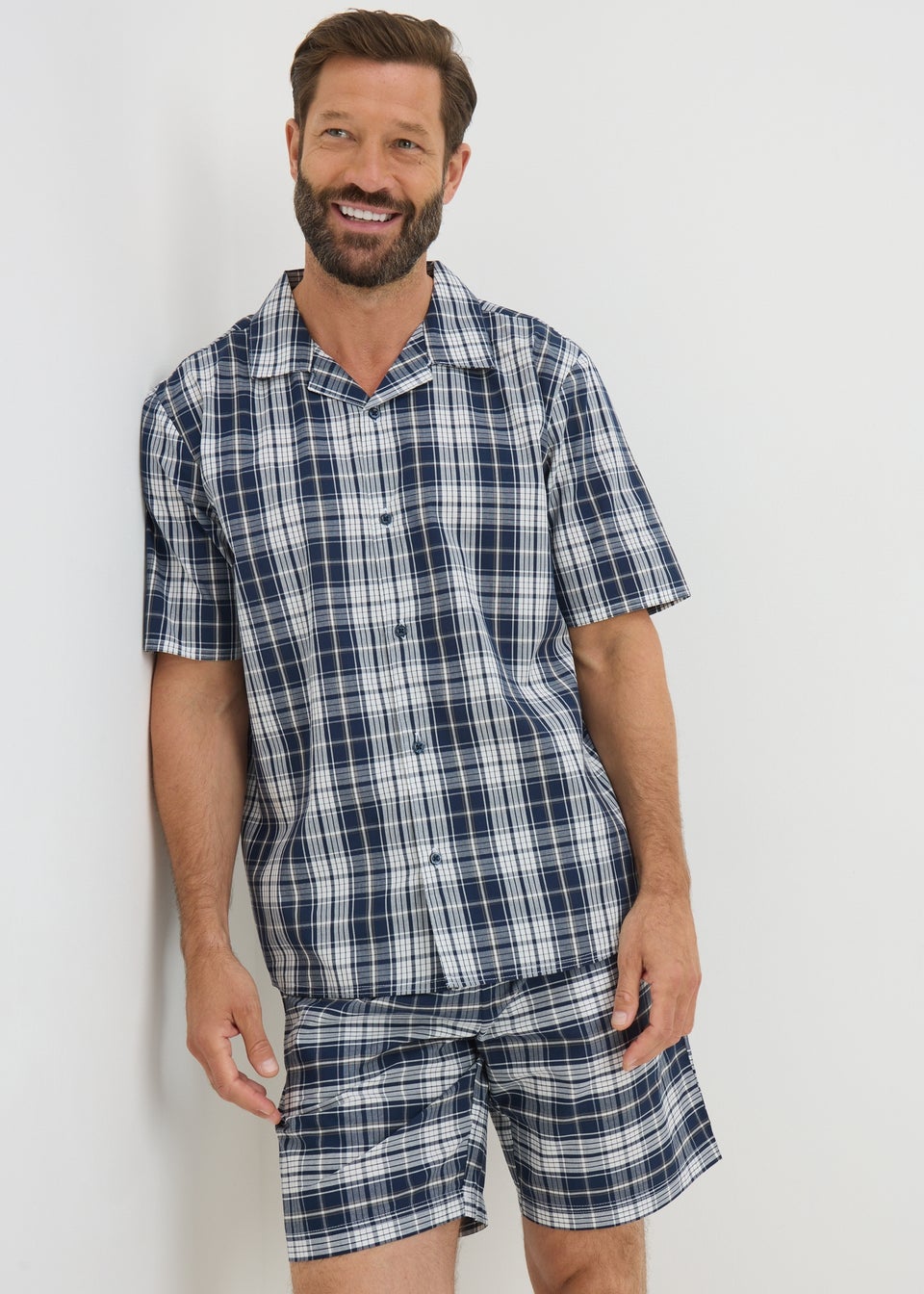 Blue Woven Check Pyjama Shorts