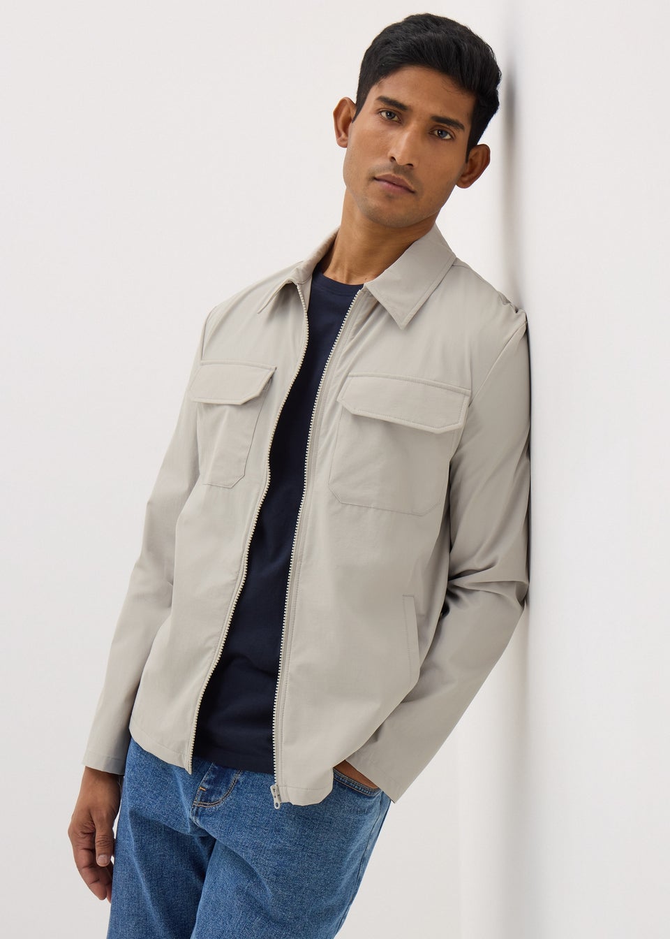Grey Zip Up Shacket