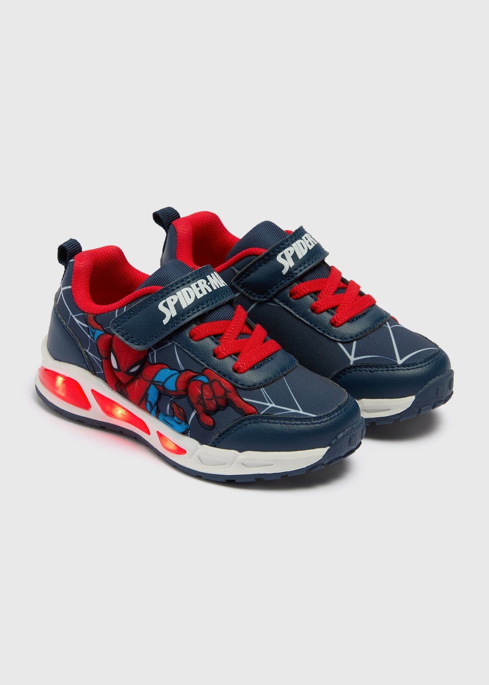 Boys Navy Spiderman Light Up Trainers (Younger 4-12)