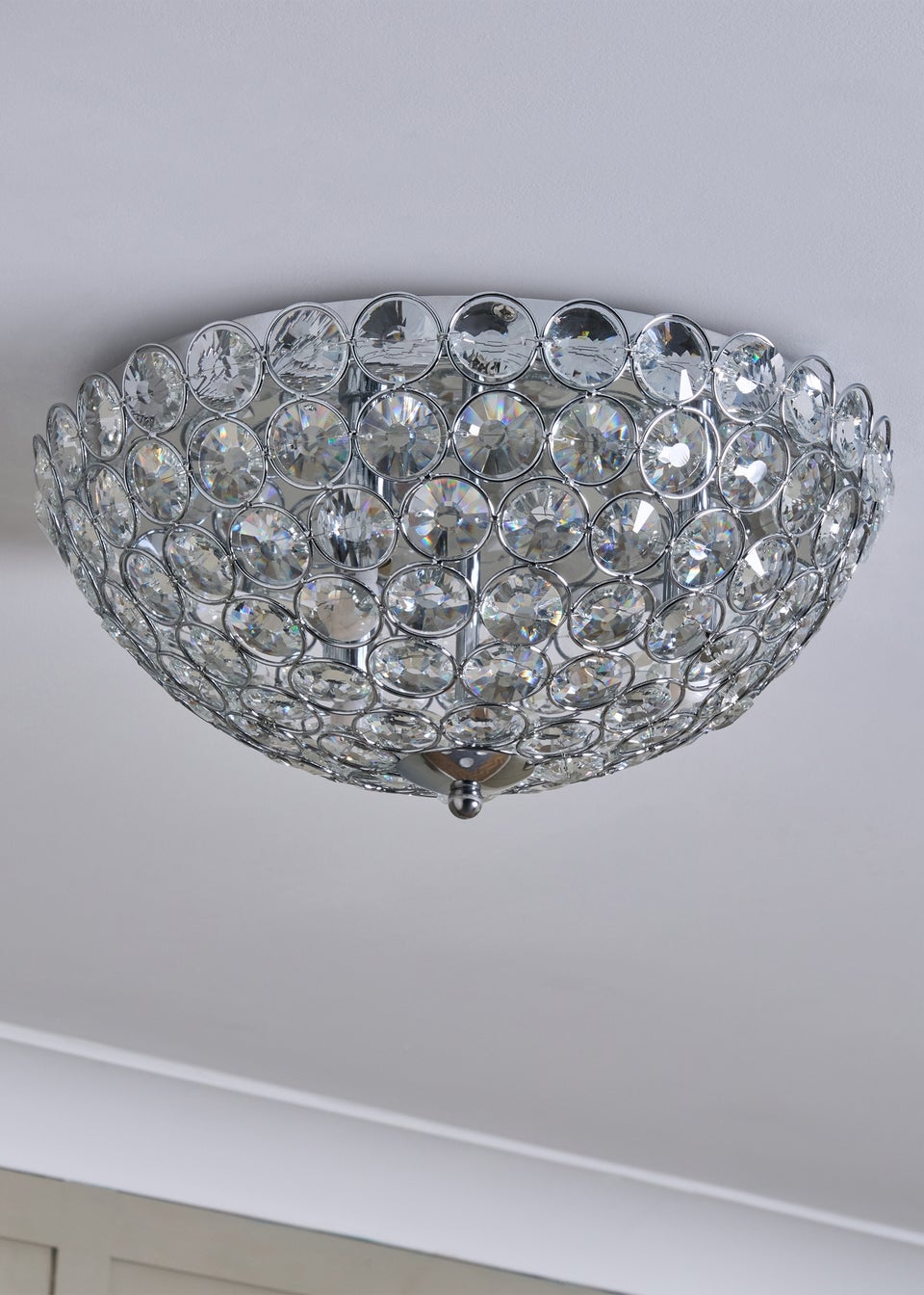 BHS Chrome Ava Flush Ceiling Light (16cm x 35cm)